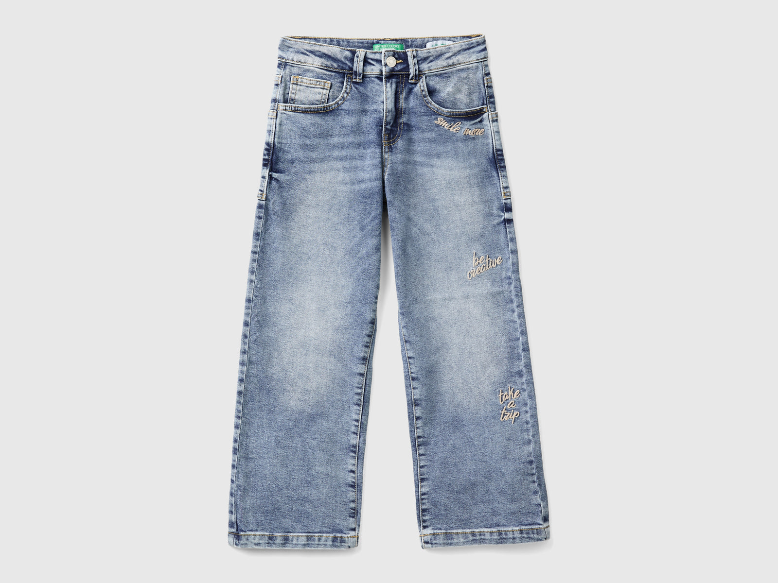 Straight denim jeans da bambina blu | Benetton Outlet