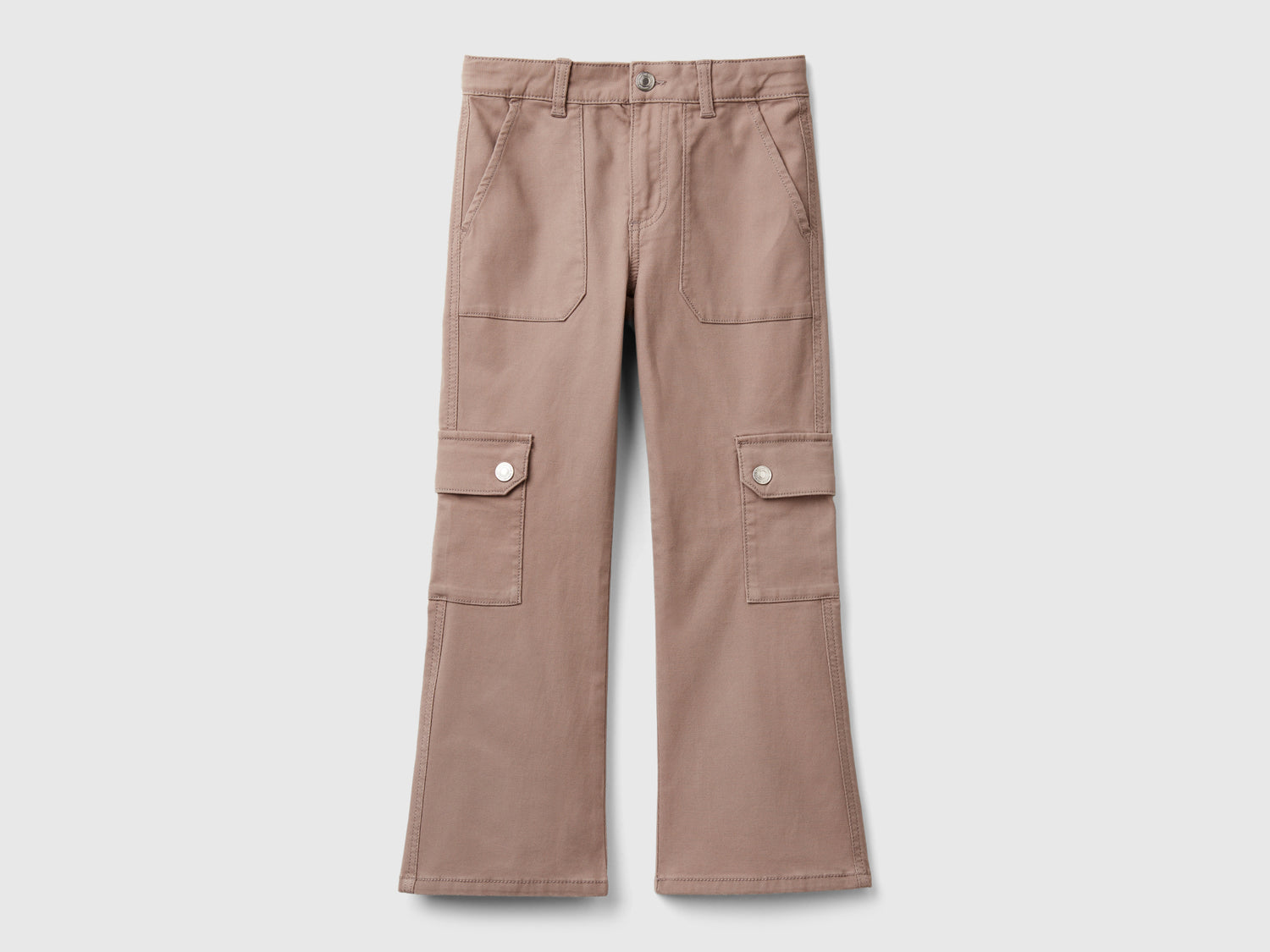 Pantaloni cargo a zampa da bambina tortora | Benetton Outlet