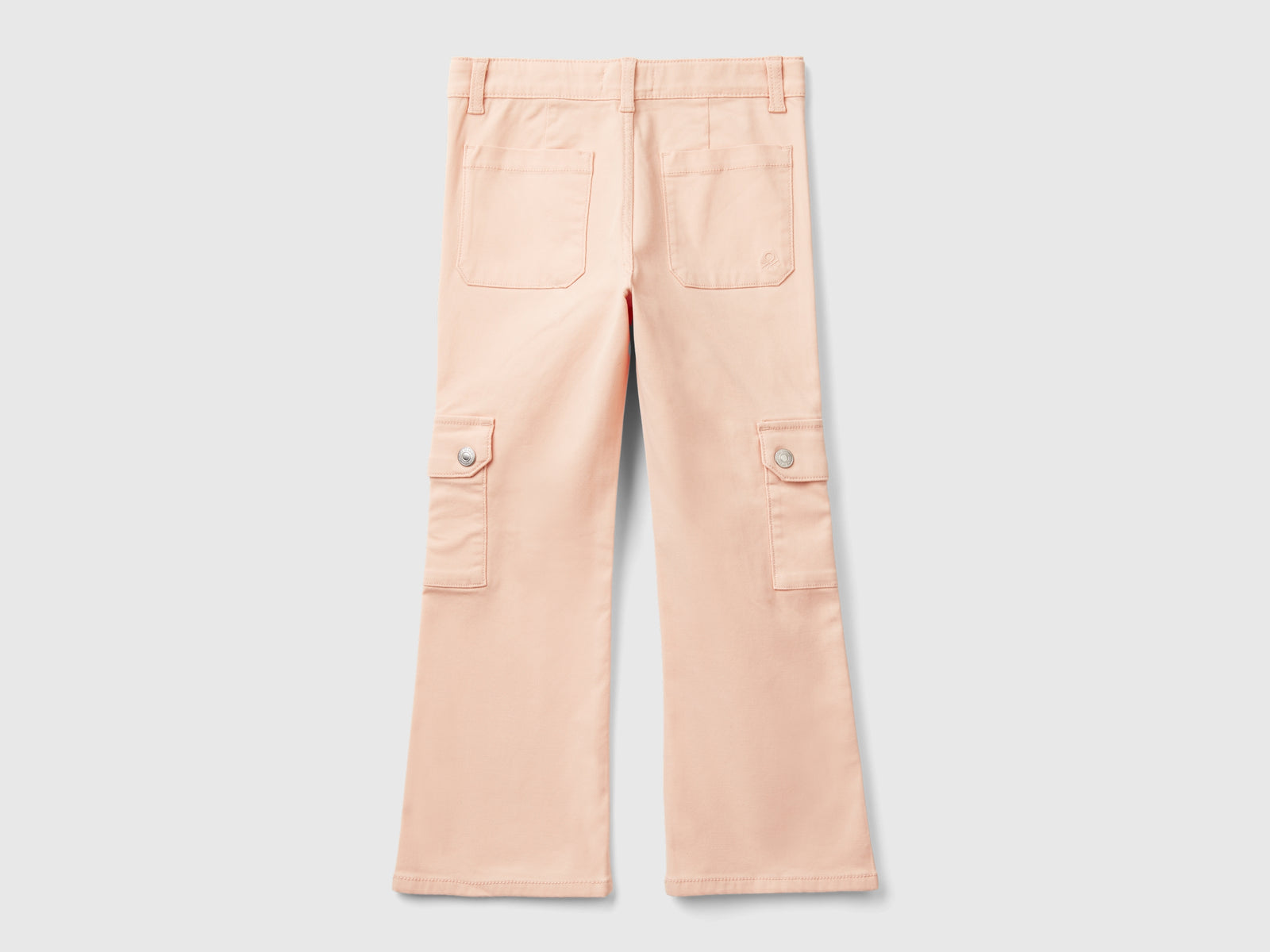 Pantaloni cargo a zampa da bambina rosa tenue 2 | Benetton Outlet