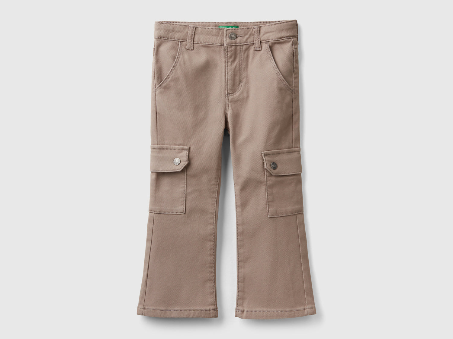 Pantaloni cargo a zampa da bimba tortora | Benetton Outlet