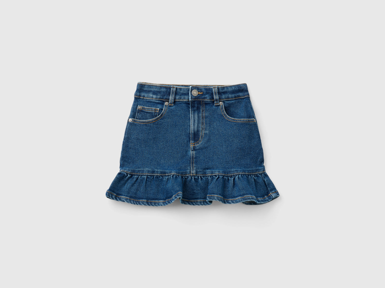 Minigonna di jeans con balza da bambina blu | Benetton Outlet