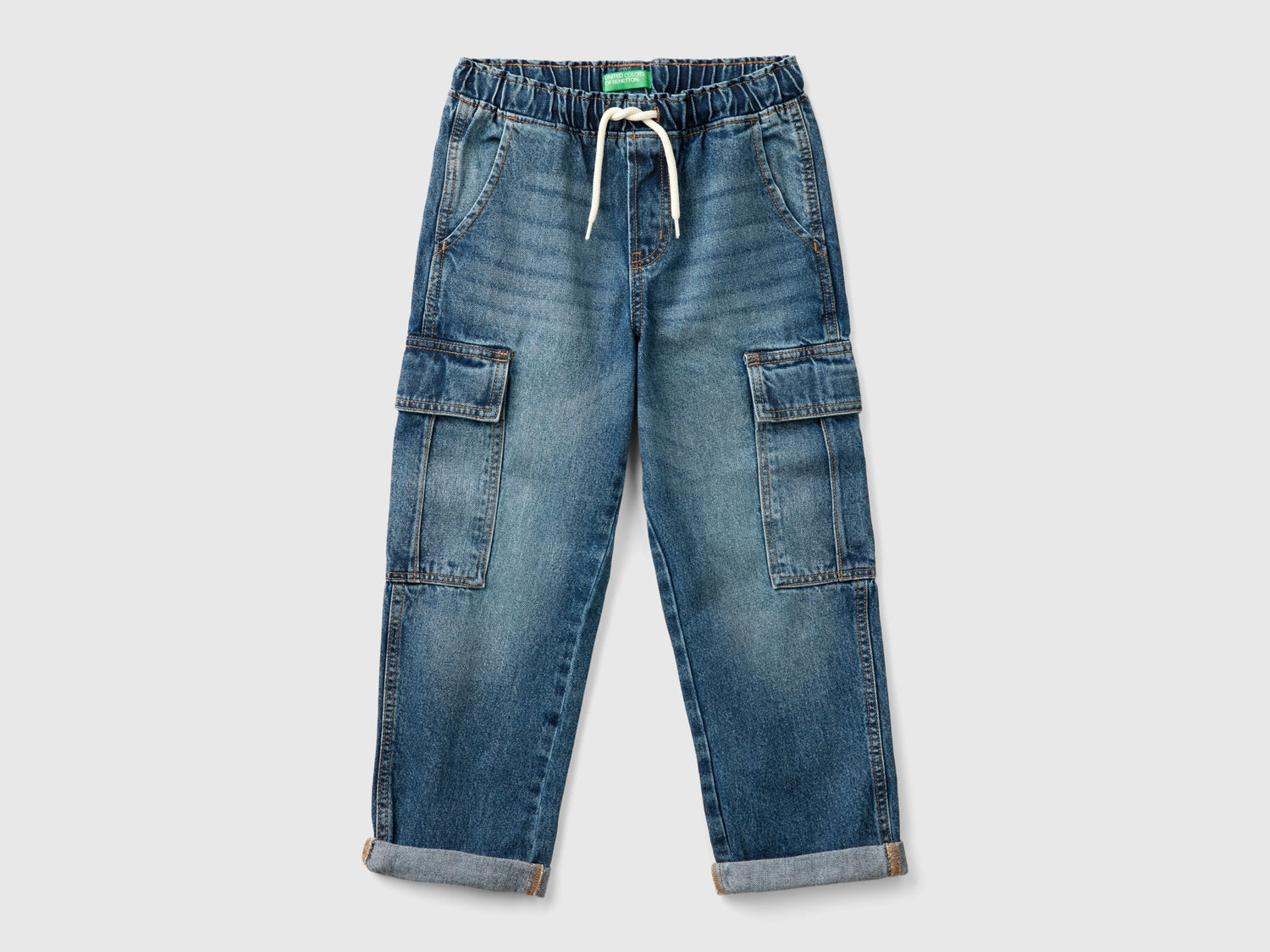 Jeans cargo loose fit da bambino azzurro | Benetton Outlet
