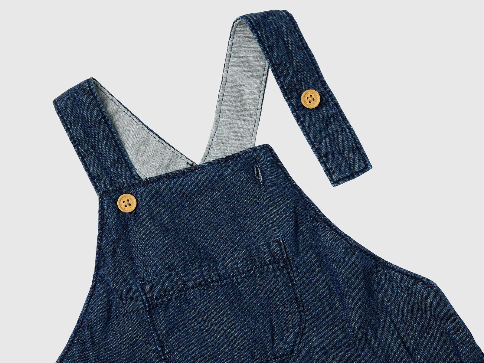 Salopette in chambray da neonato blu 3 | Benetton Outlet
