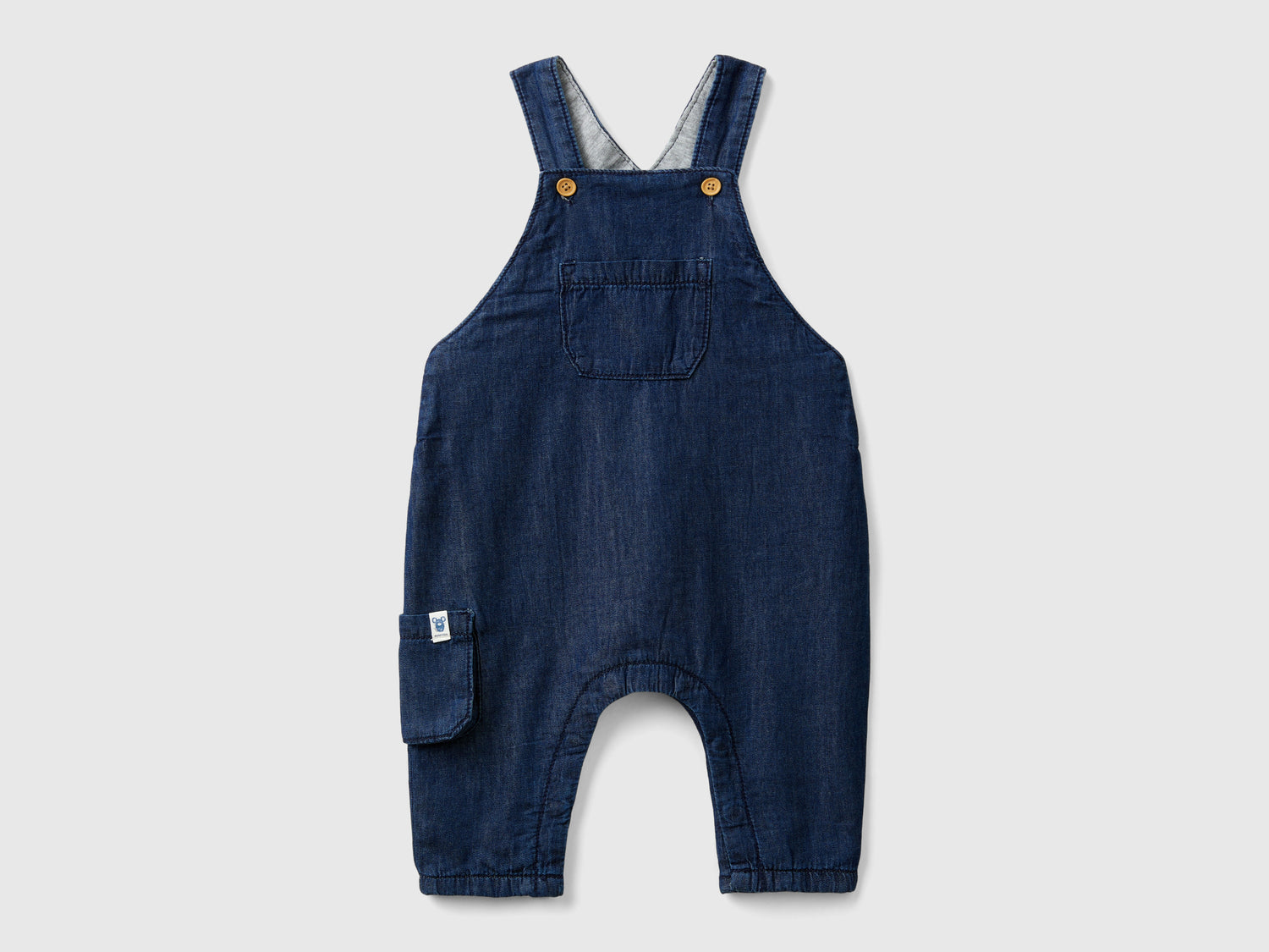 Salopette in chambray da neonato blu | Benetton Outlet