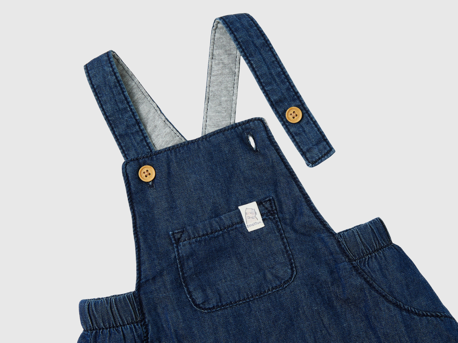 Gonna salopette in chambray da neonato blu 3 | Benetton Outlet