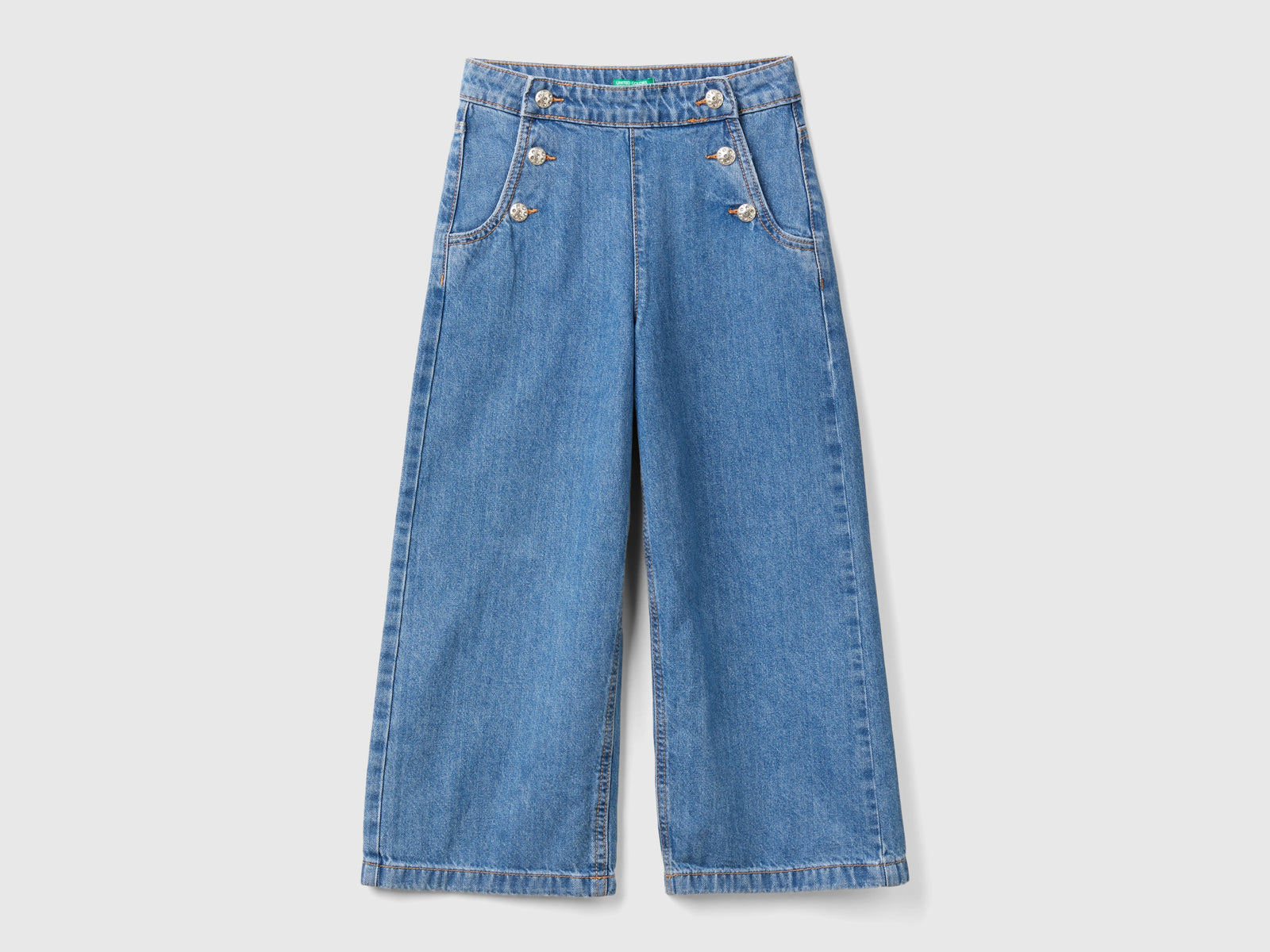 Jeans con applicazioni effetto gioiello da bambina azzurro | Benetton Outlet