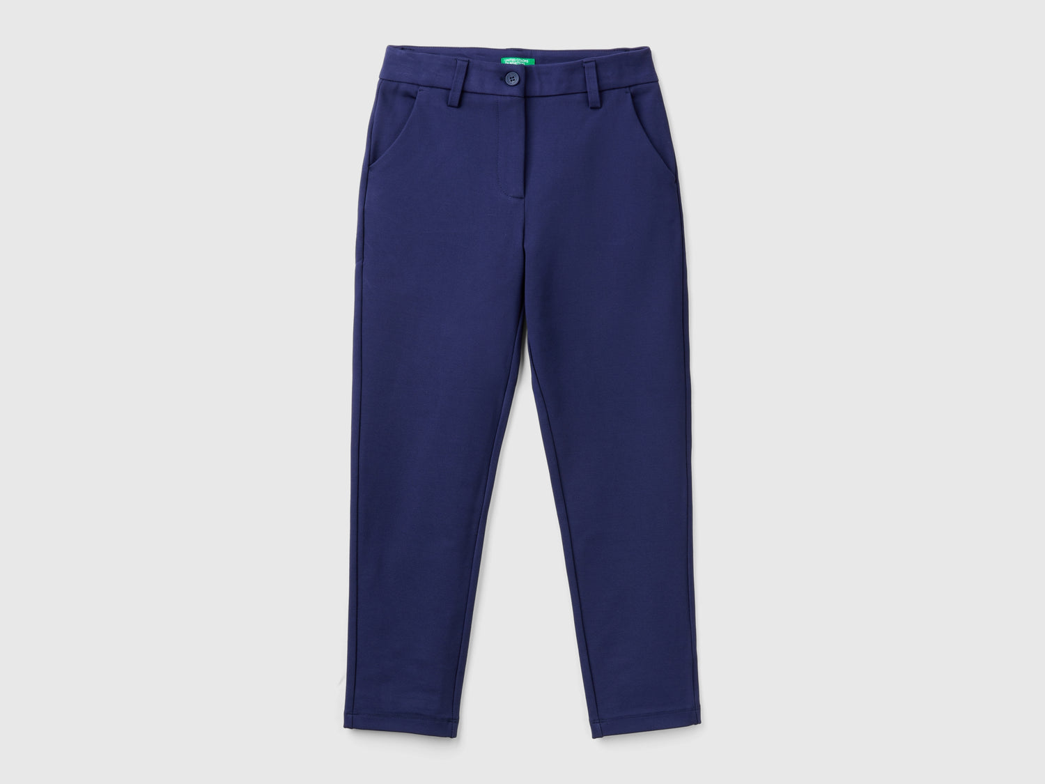 Slim-fit trousers in viscose blend da bambina blu scuro | Benetton Outlet