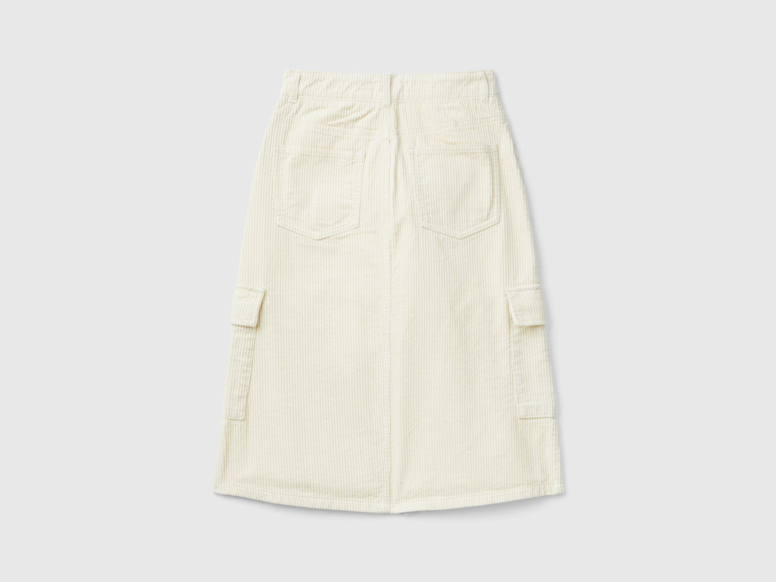 Gonna cargo in velluto da bambina bianco panna 2 | Benetton Outlet