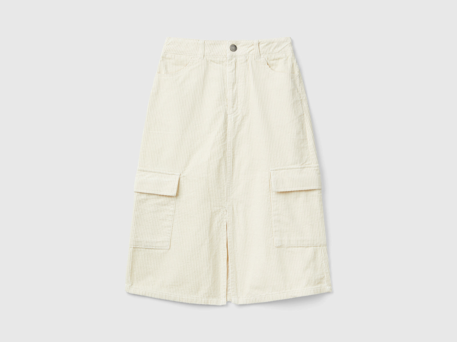 Gonna cargo in velluto da bambina bianco panna | Benetton Outlet
