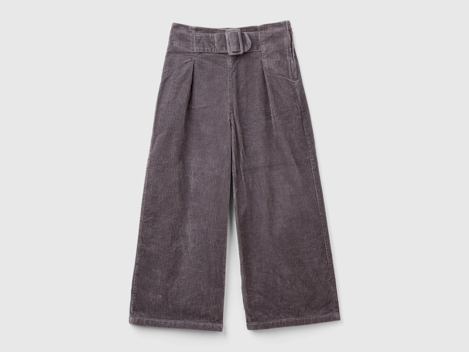 Wide-fit velvet trousers da bambina grigio scuro | Benetton Outlet