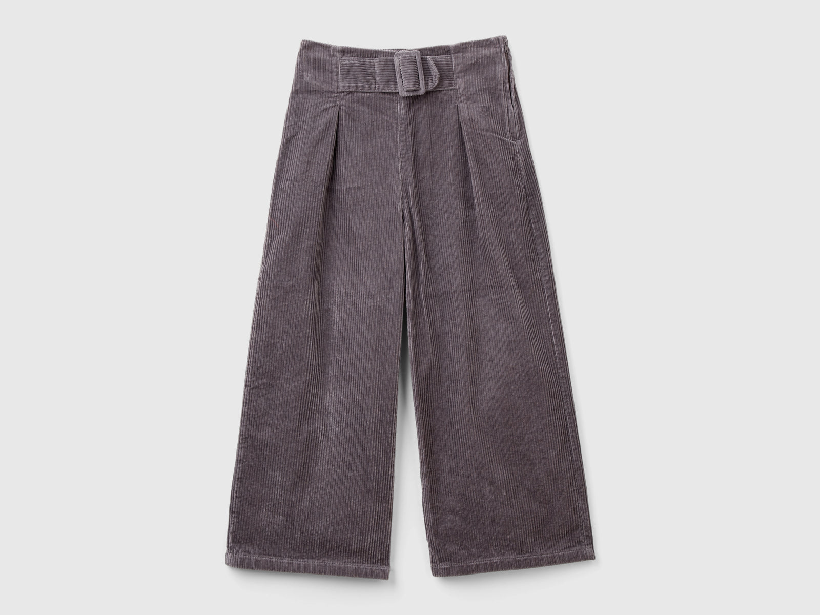 Wide-fit velvet trousers da bambina grigio scuro | Benetton Outlet