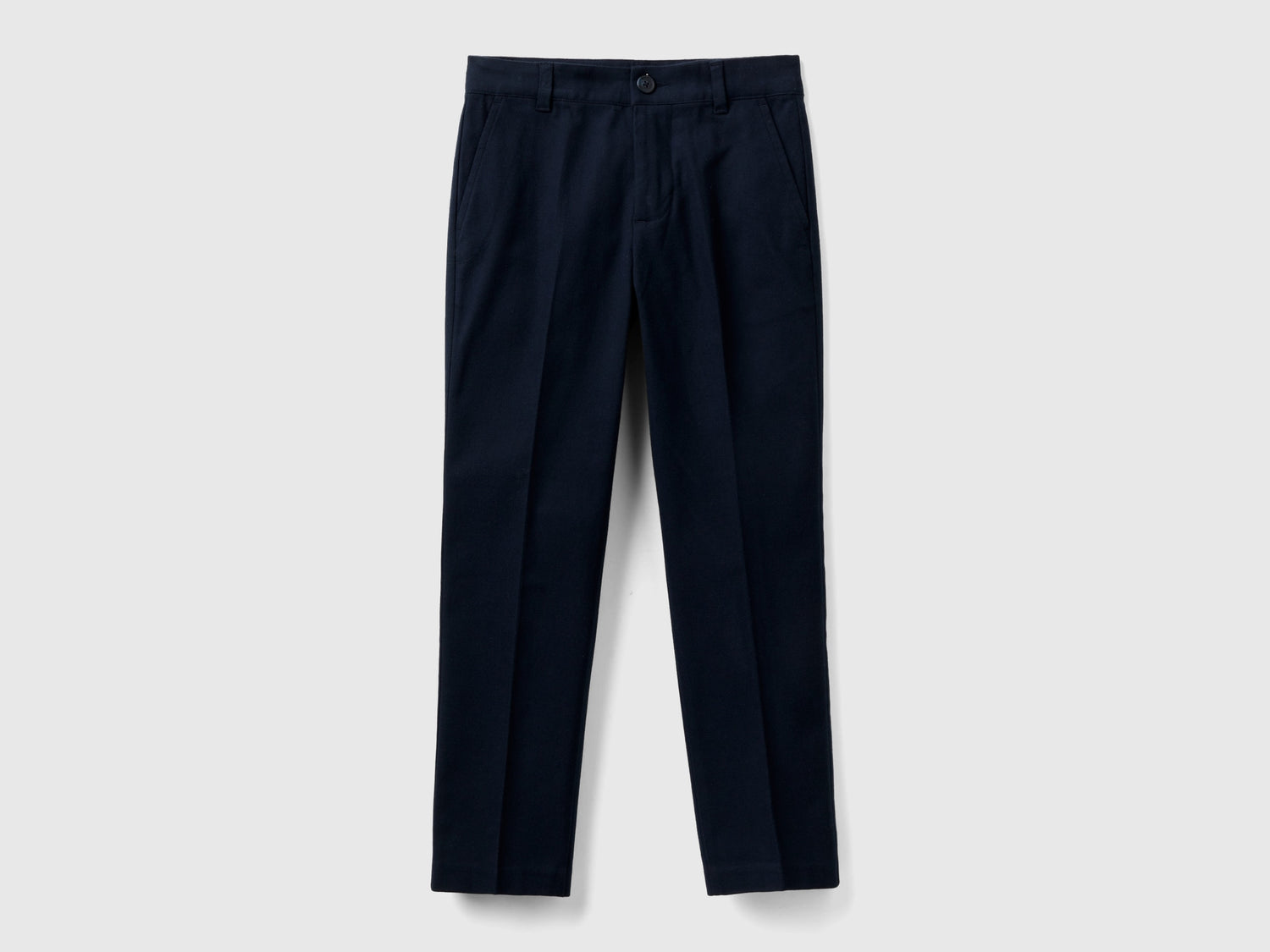 Pantaloni in flanella slim fit da bambino blu scuro | Benetton Outlet