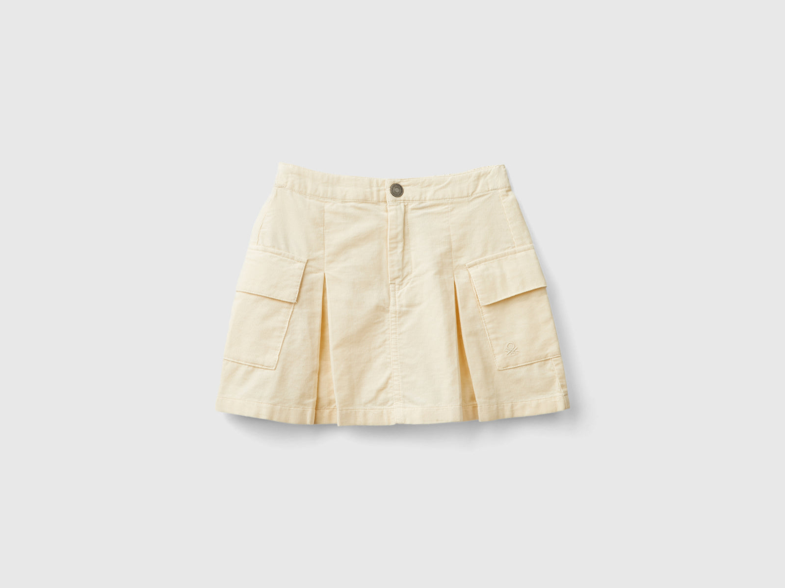 Minigonna in velluto con tasche da bambina bianco panna | Benetton Outlet