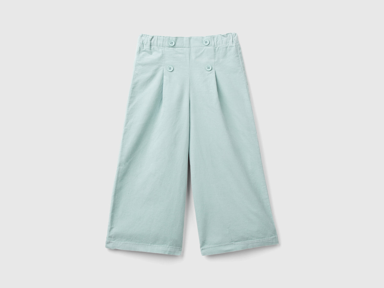 Pantaloni in velluto con bottoni da bimba verde acqua | Benetton Outlet