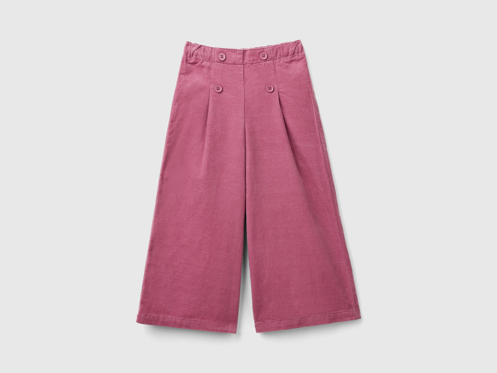 Pantaloni in velluto con bottoni da bimba malva scuro | Benetton Outlet
