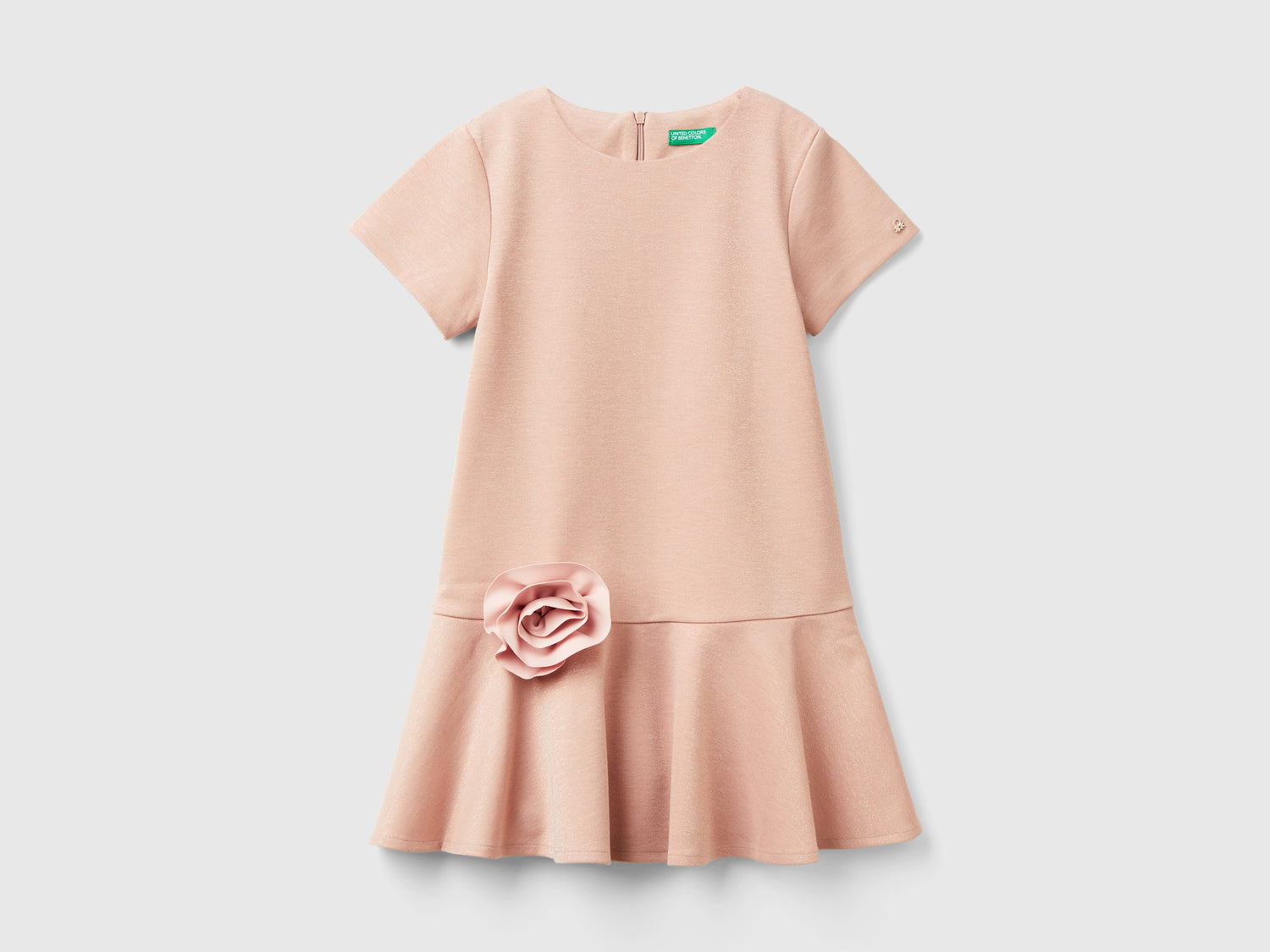 Vestito elegante con lurex da bambina rosa tenue | Benetton Outlet
