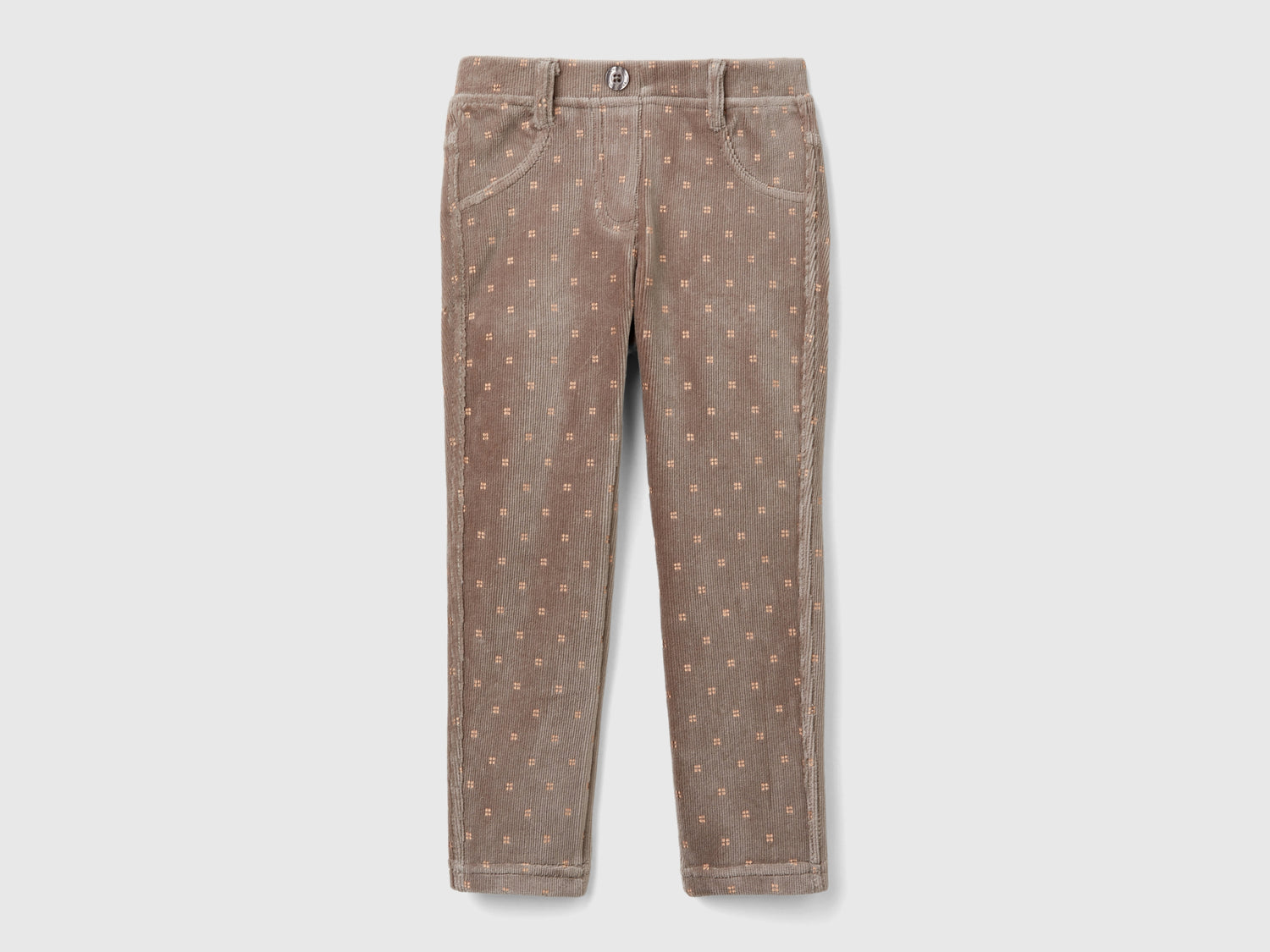 Pantaloni slim fit in ciniglia da bimba tortora | Benetton Outlet