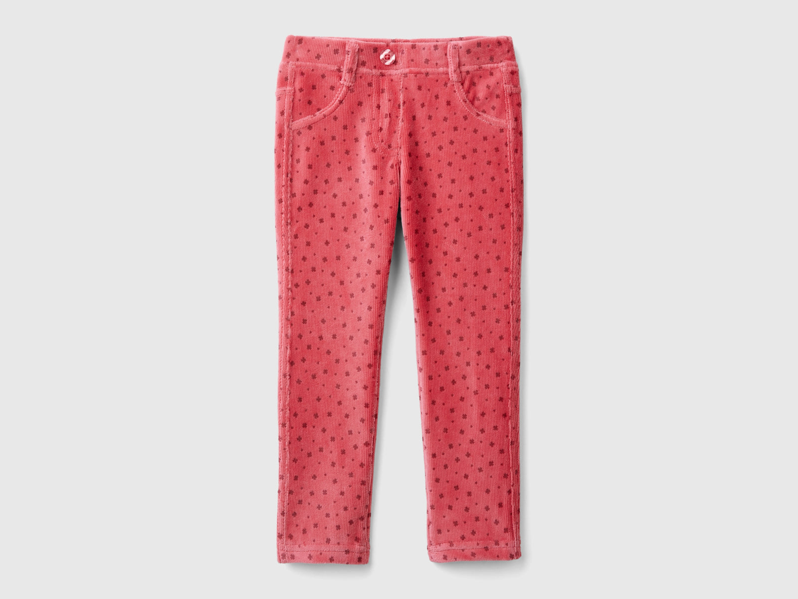 Pantaloni slim fit in ciniglia da bimba malva | Benetton Outlet