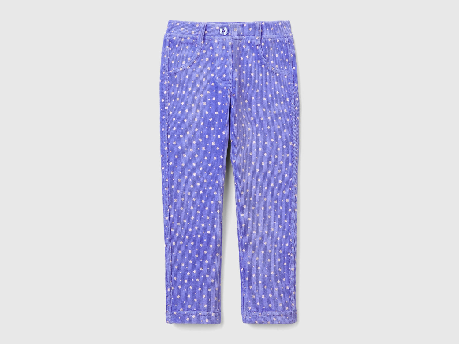 Pantaloni slim fit in ciniglia da bimba pervinca | Benetton Outlet