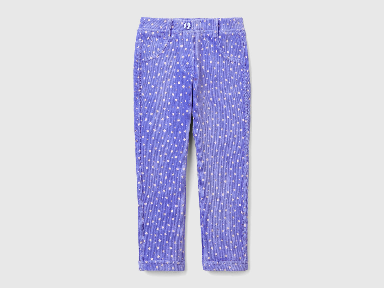 Pantaloni slim fit in ciniglia da bimba pervinca | Benetton Outlet