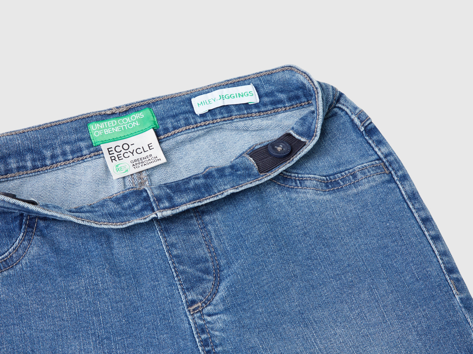 Jeggings in denim stretch da bambina azzurro 3 | Benetton Outlet
