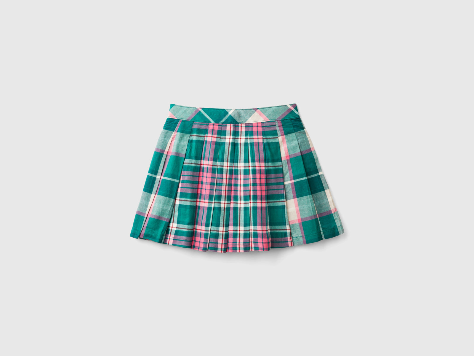 Gonna con pieghe a quadri da bambina multi-color 2 | Benetton Outlet