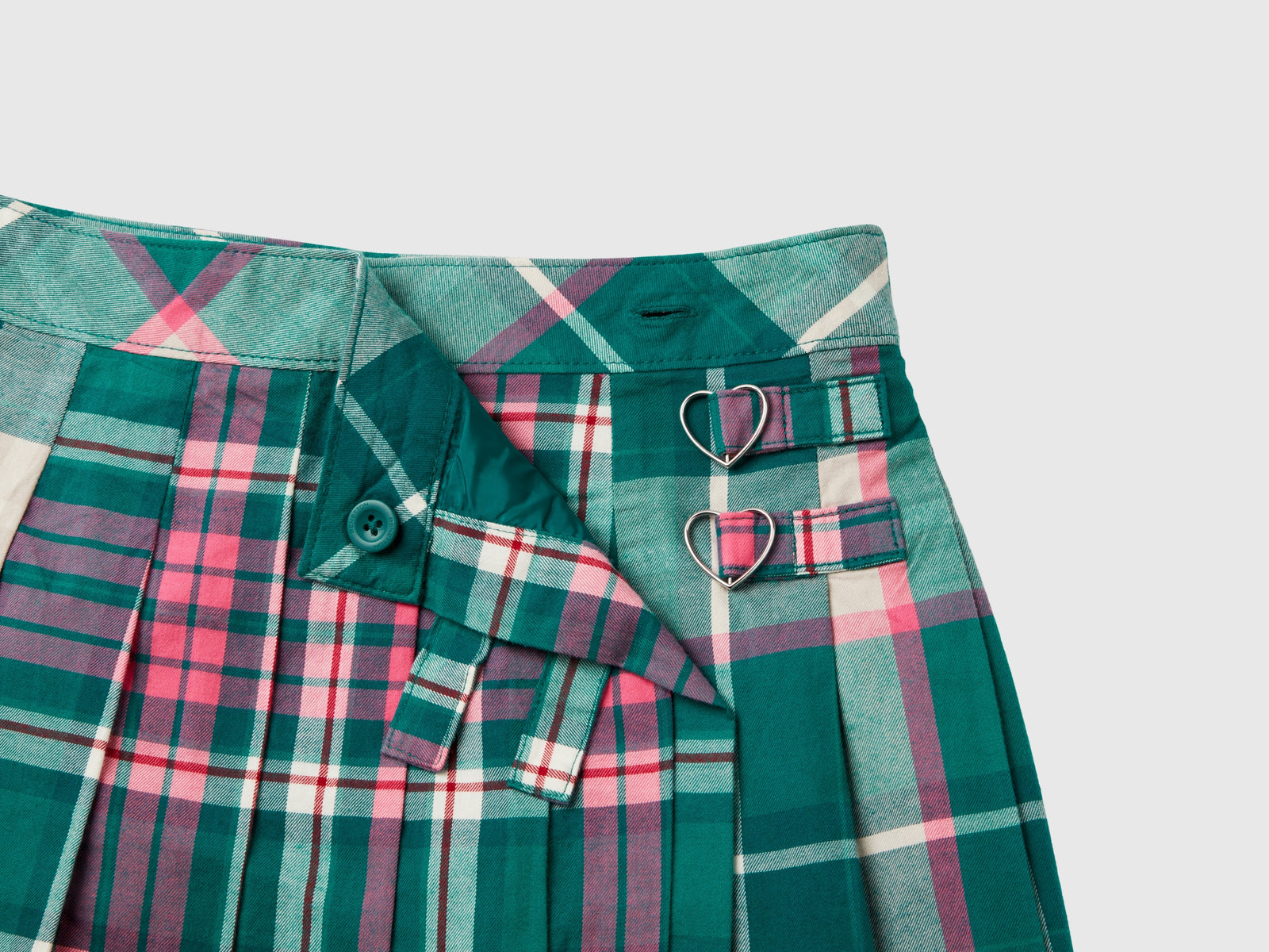 Gonna con pieghe a quadri da bambina multi-color 3 | Benetton Outlet