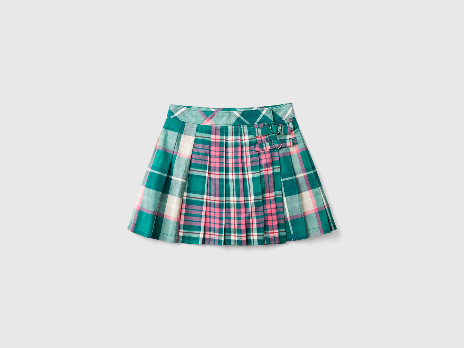 Gonna con pieghe a quadri da bambina multi-color | Benetton Outlet