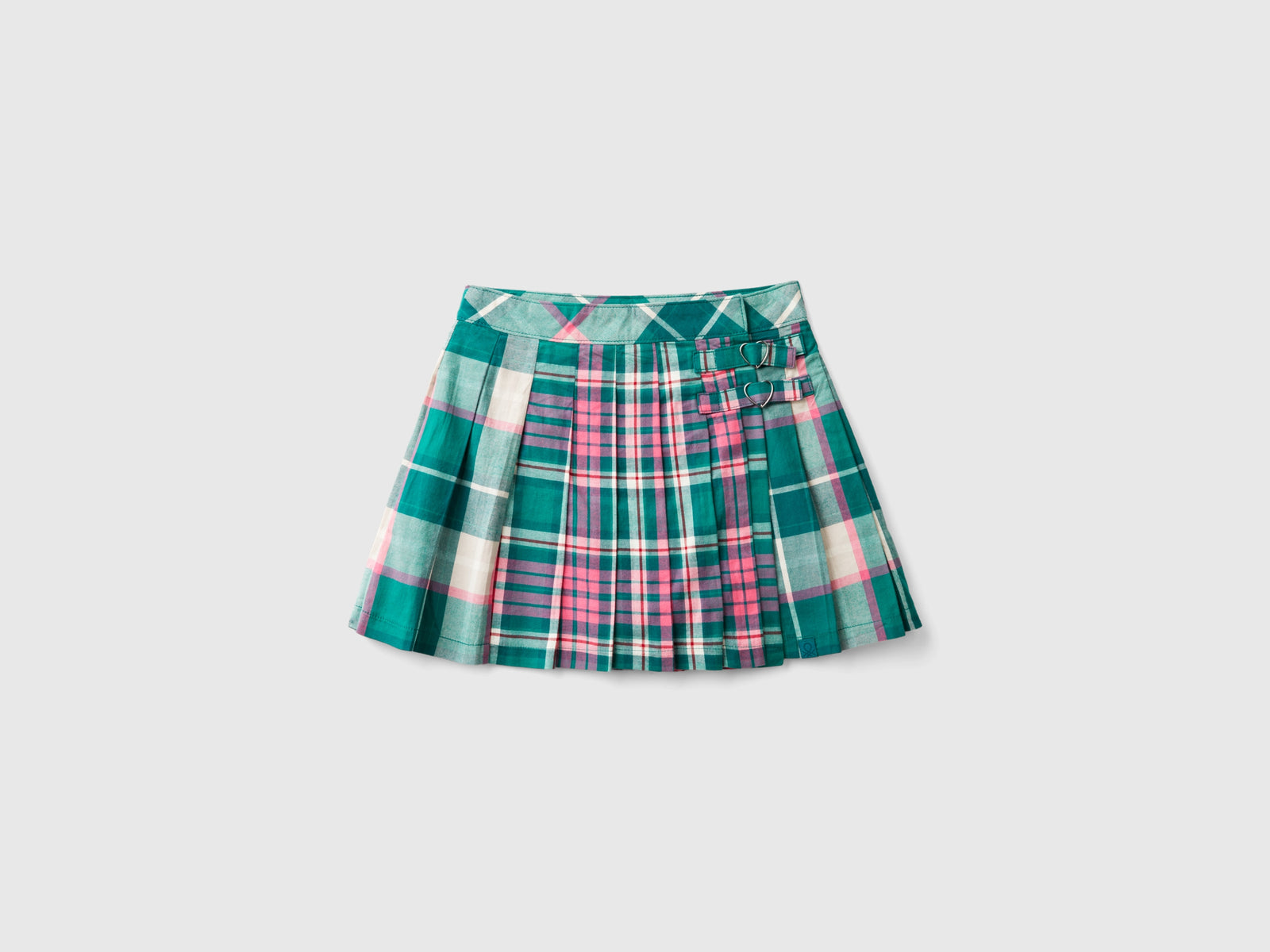 Gonna con pieghe a quadri da bambina multi-color | Benetton Outlet
