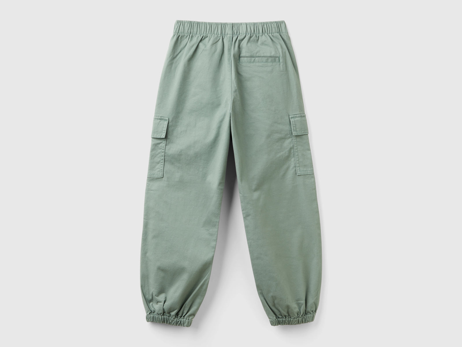 Pantaloni cargo in cotone stretch da bambina verde chiaro 2 | Benetton Outlet