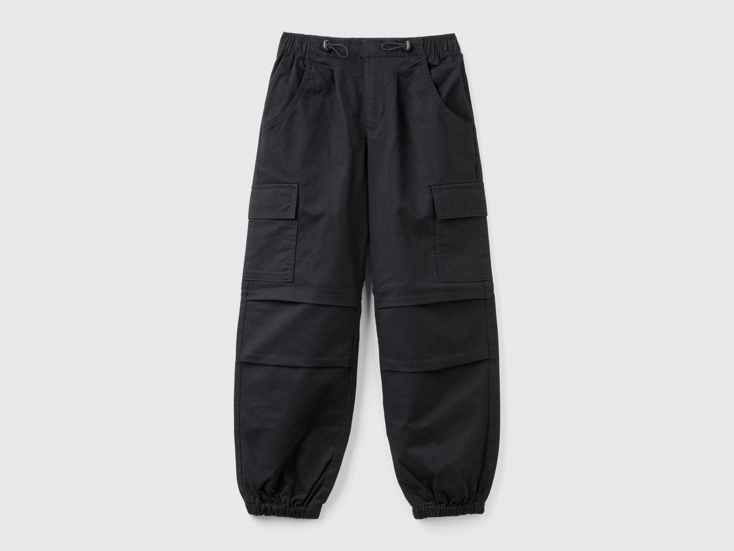 Pantaloni cargo in cotone stretch da bambina nero | Benetton Outlet