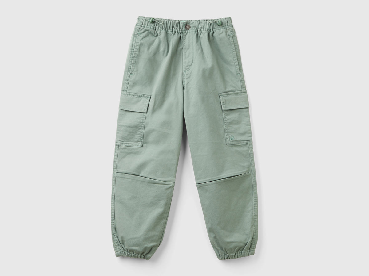 Pantaloni parachute in cotone stretch