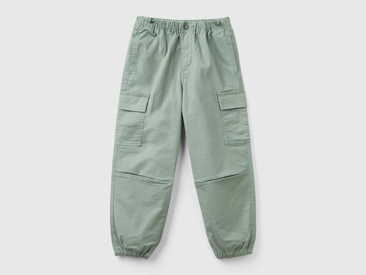 Pantaloni parachute in cotone stretch da bambino verde chiaro | Benetton Outlet