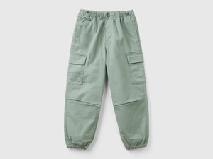 Pantaloni parachute in cotone stretch