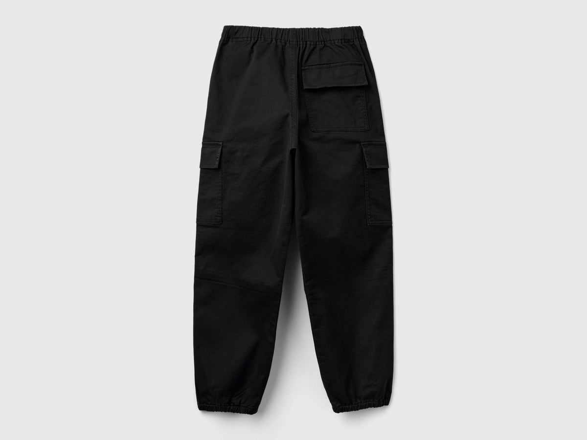 Pantaloni parachute in cotone stretch