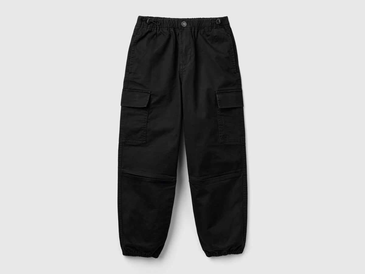 Pantaloni parachute in cotone stretch