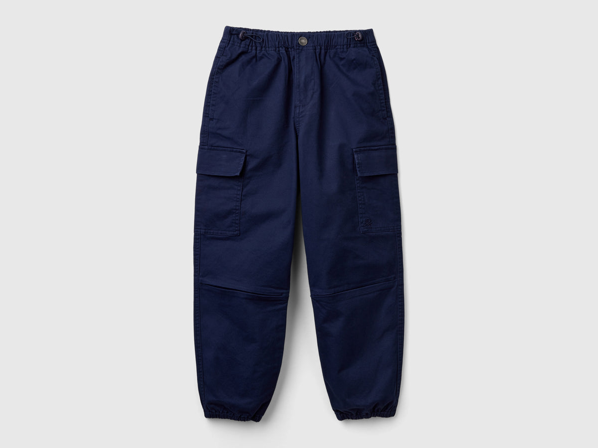 Pantaloni parachute in cotone stretch