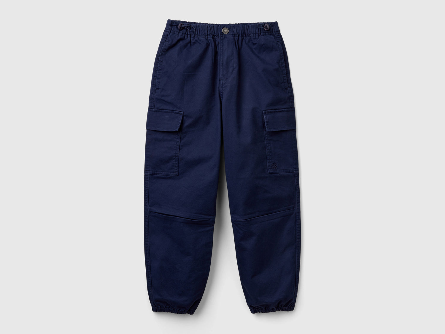 Pantaloni parachute in cotone stretch da bambino blu scuro | Benetton Outlet