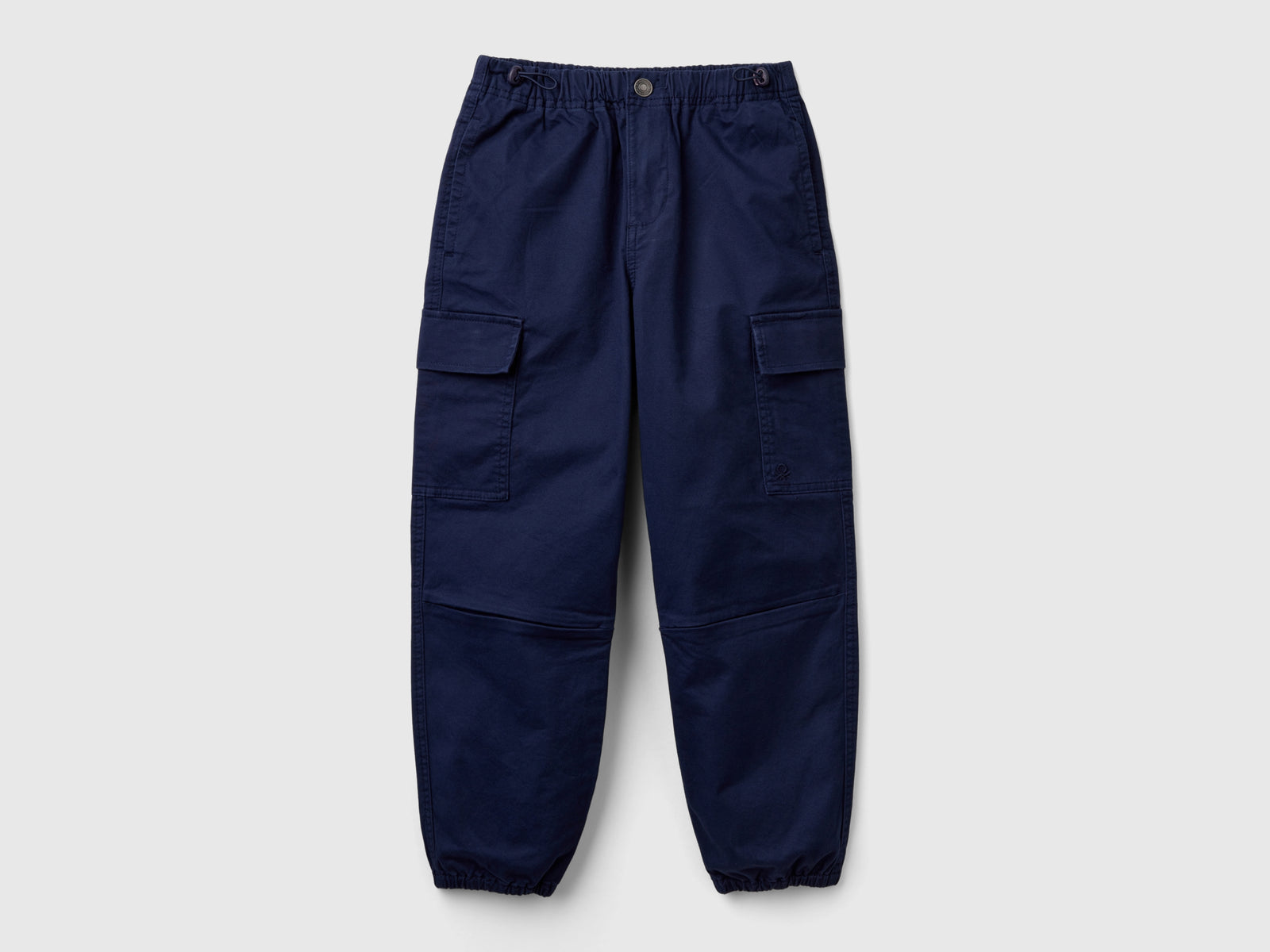 Pantaloni parachute in cotone stretch da bambino blu scuro | Benetton Outlet