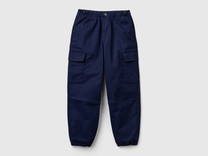 Pantaloni parachute in cotone stretch