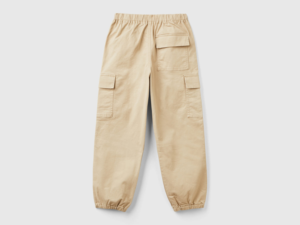 Stretch cotton parachute trousers