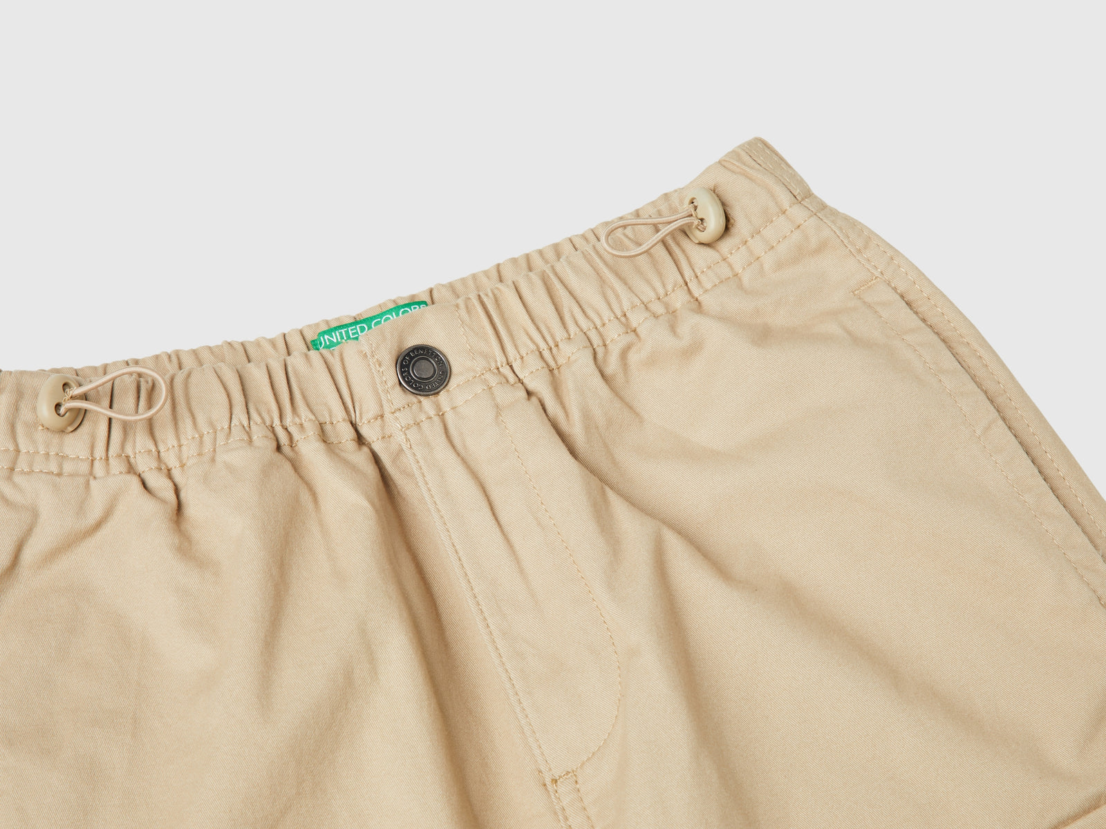 Stretch cotton parachute trousers da bambino beige 3 | Benetton Outlet