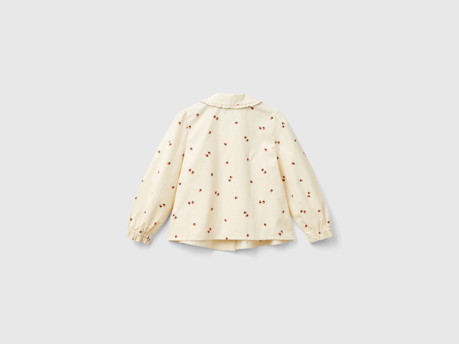 Camicia in velluto con stampa rose da bimba bianco panna 2 | Benetton Outlet