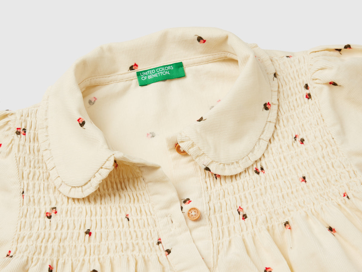 Camicia in velluto con stampa rose