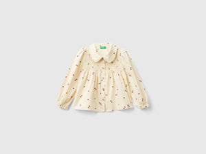 Camicia in velluto con stampa rose