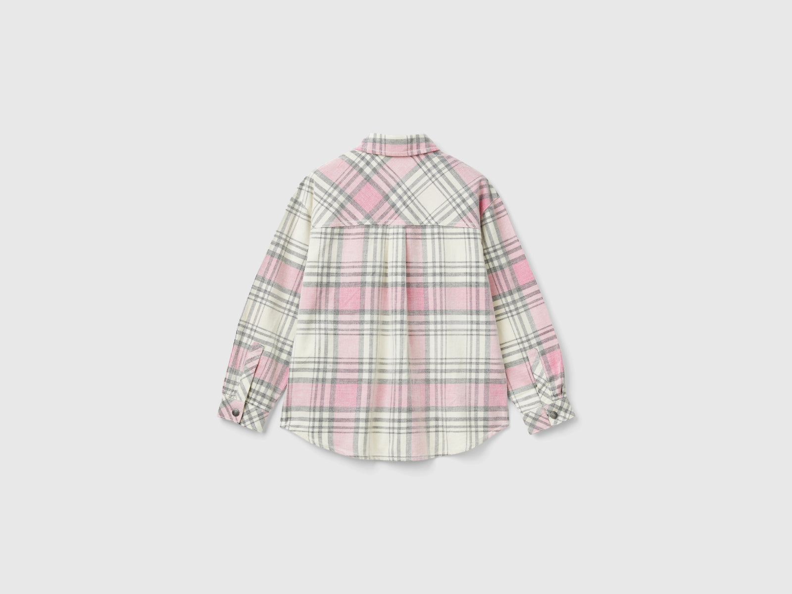 Camisa de tartán de terciopelo da bambina rosa tenue 2 | Benetton Outlet