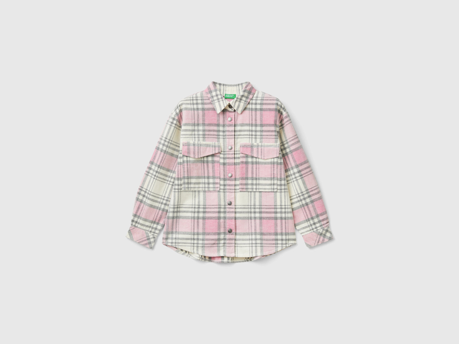 Velvet tartan shirt da bambina rosa tenue | Benetton Outlet