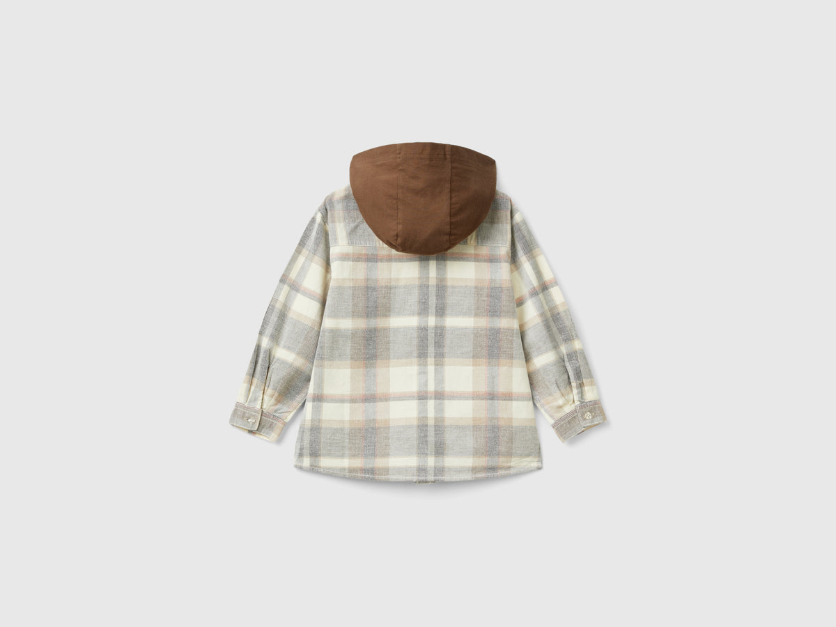 Camicia tartan con cappuccio in velluto