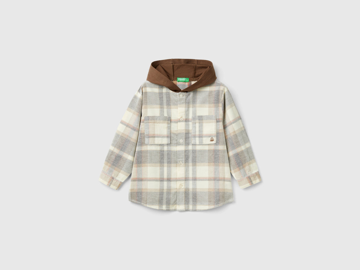 Camicia tartan con cappuccio in velluto
