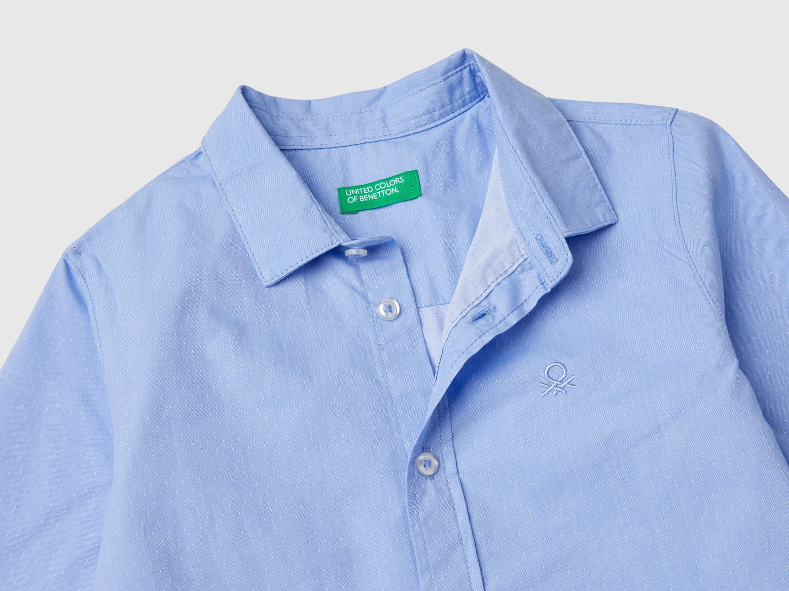 Camicia classica in puro cotone da bimbo azzurro 3 | Benetton Outlet